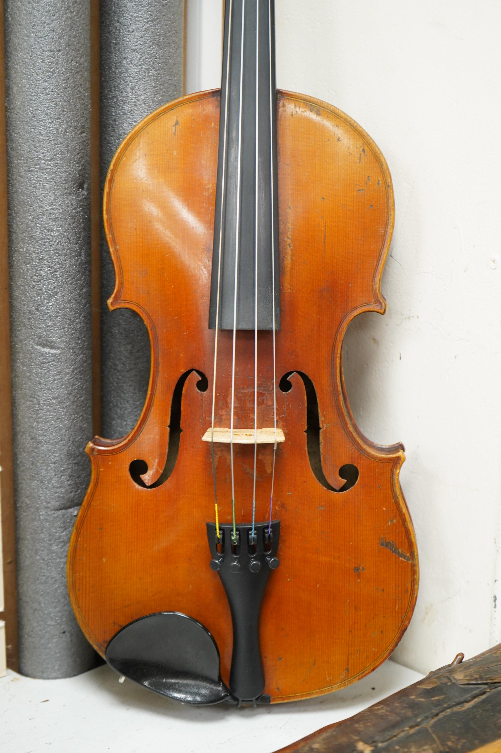 A full-size French violin by Jerome Thibouville-Lamy, one piece back, cased